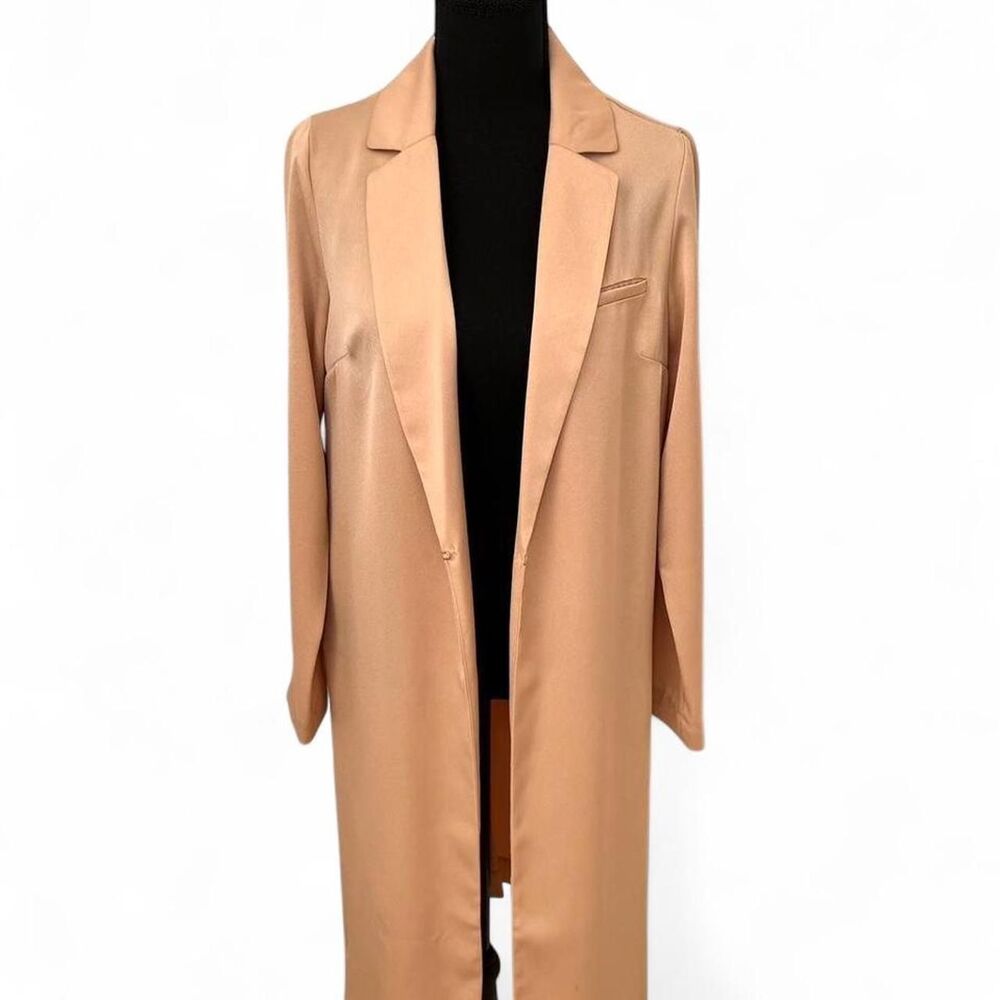 Champagne Satin Blazer Longline Lightweight Women’s Small - Picture 1 of 7